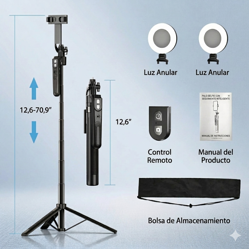 VlogStick Pro | Kit portátil para crear videos con luz y trípode