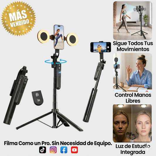 VlogStick Pro | Kit portátil para crear videos con luz y trípode