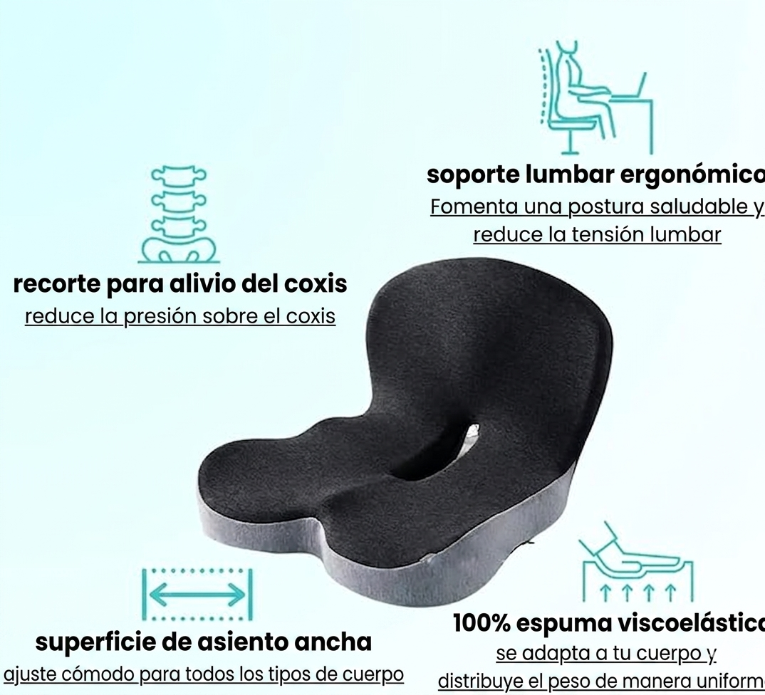 Cojín Ortopédico Premium Cobrevida para Alivio de la Presión en el Coxis, Ciática & Antihemorroides